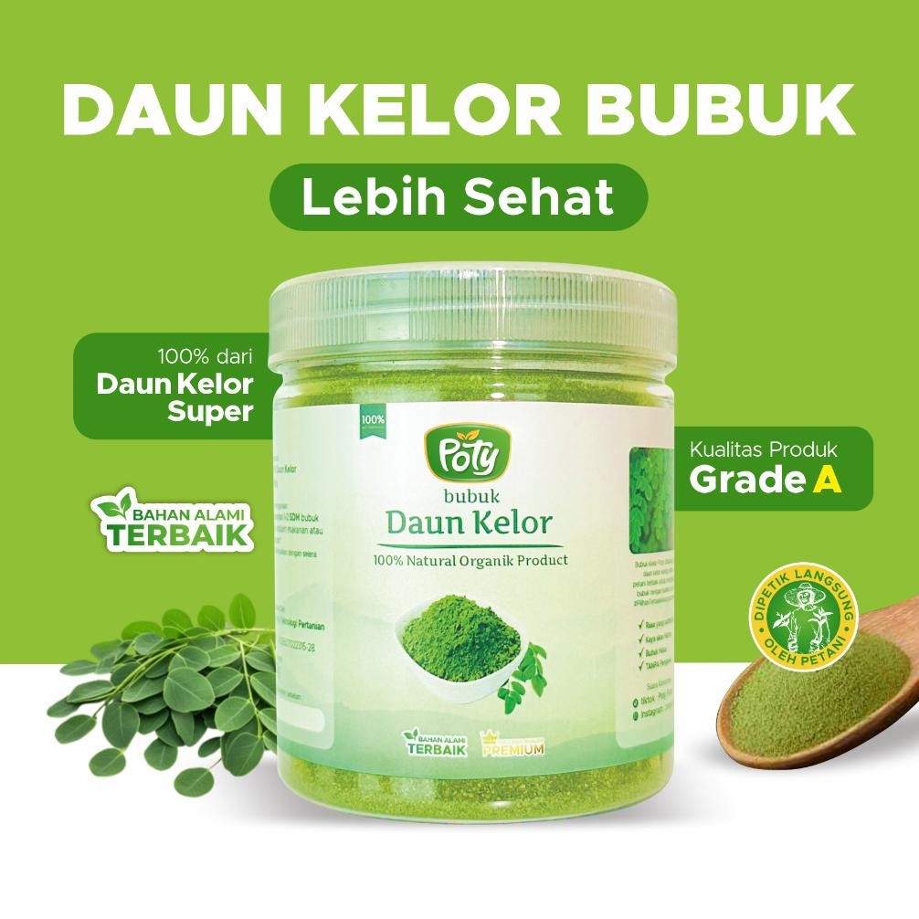 

Bubuk Daun Kelor Moringa Organik 200 Gram Powder Premium Pure Organic Original Murni Asli AST nUg