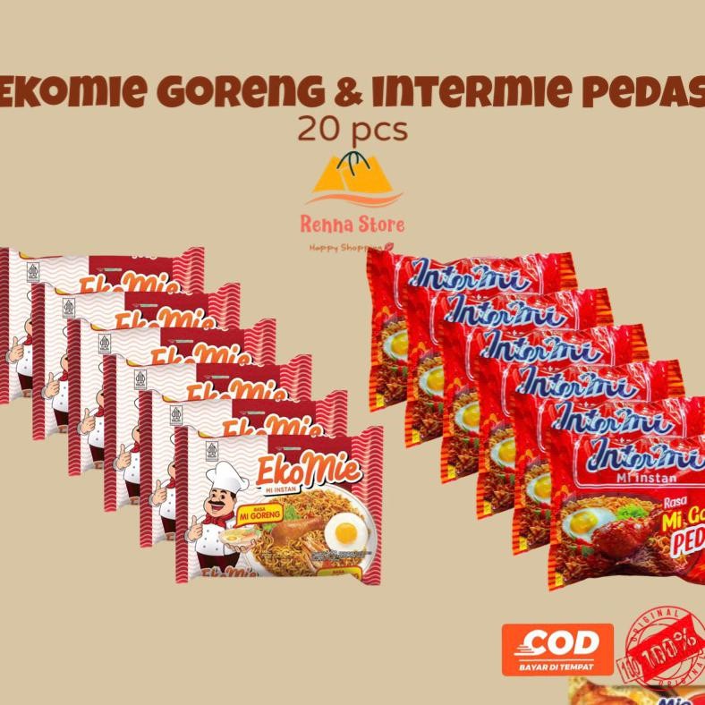 

INTERMIE Goreng Pedas x EKOMIE Mi Goreng x SAKURA Kuah 60gr (isi 20pcs) nUg