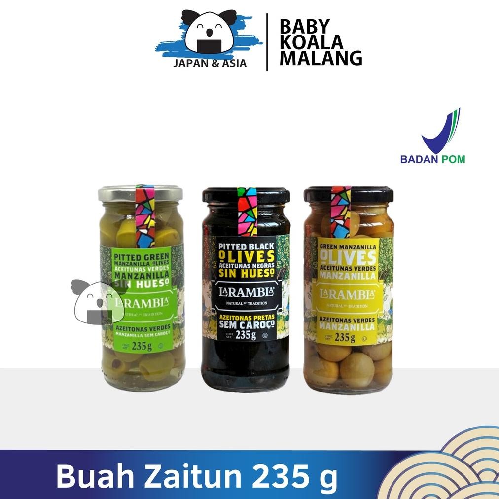 

LA RAMBLA Olives Green Black Buah Zaitun Hijau Hitam 235 g Halal Importt Spanyol,. nUg