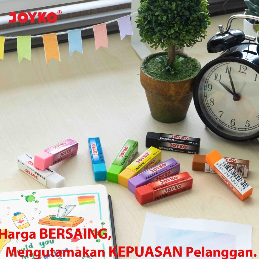 

RB Penghapus Pensil Joyko ER-115 Tanggung ( 30 Pcs ) / Eraser ER 115 Colours / Hapusan Stip Pencil Sedang Panjang B30 10 Warna - Pink - Biru - Hijau - Kuning - Hitam - Putih - Ungu - Merah - Orange - Coklat