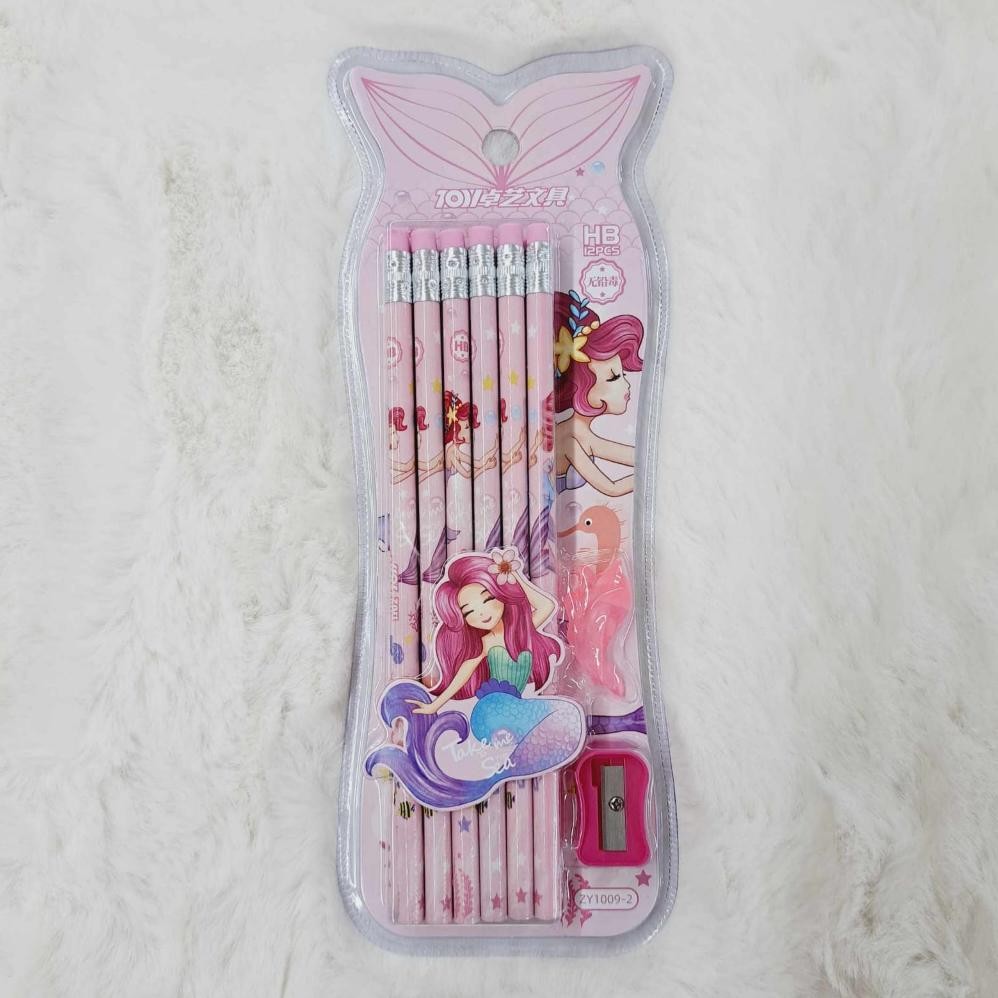 

RB Pensil Raut HB Motif Putri Duyung Set Alat Tulis Sekolah Lucu 12Pcs