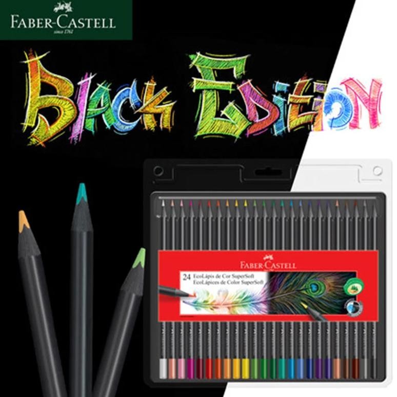 

Faber-Castell Black Rods Oil Pencils 24 Colors Black Edition Triangular Ebony Sharpened For Painting Drawing Kits Art Supplies