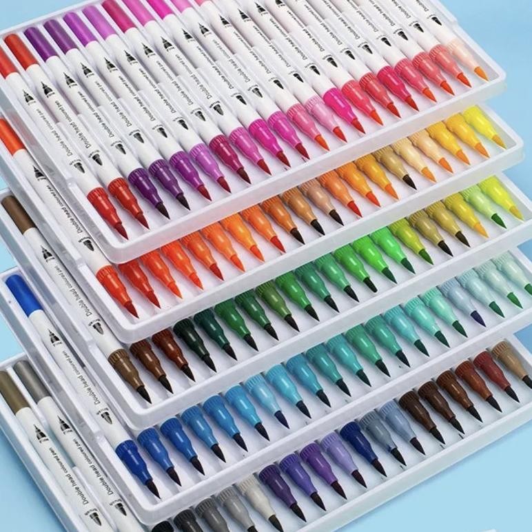 

RB Pen Washable Hook Pen Air Warna Anak-anak Pen Warna Air Warna Double Headed Pen 36/60/100/120 Set Warna