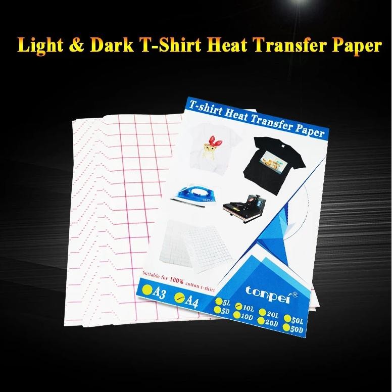 

10 Sheets Inkjet Heat Transfer Paper A4 Cotton T-Shirt Dark Black Transfer Paper Light White Paper For 100% Cotton Fabric