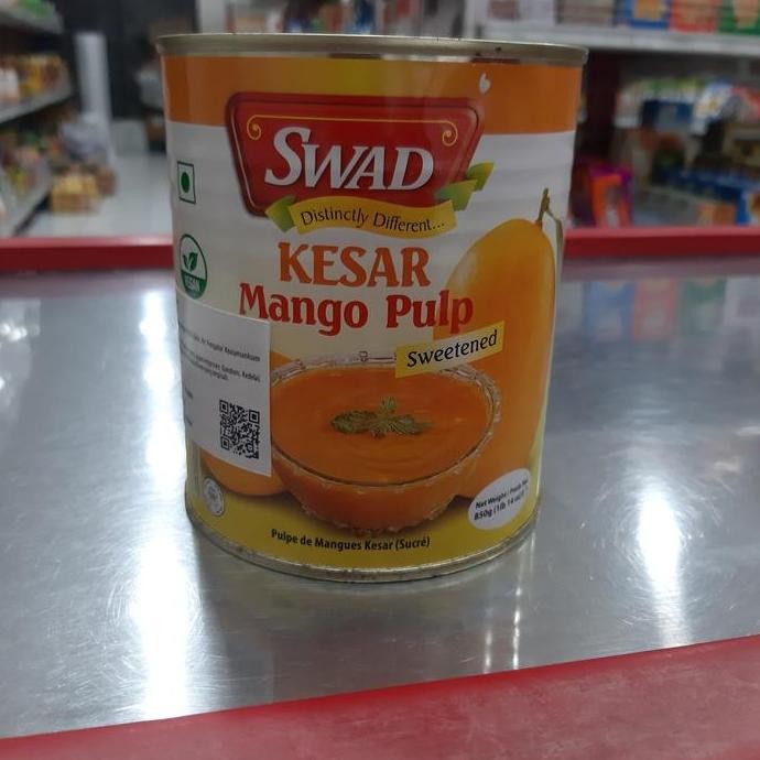 

favorit] swad kesar mango pulp sweetened 850 gm