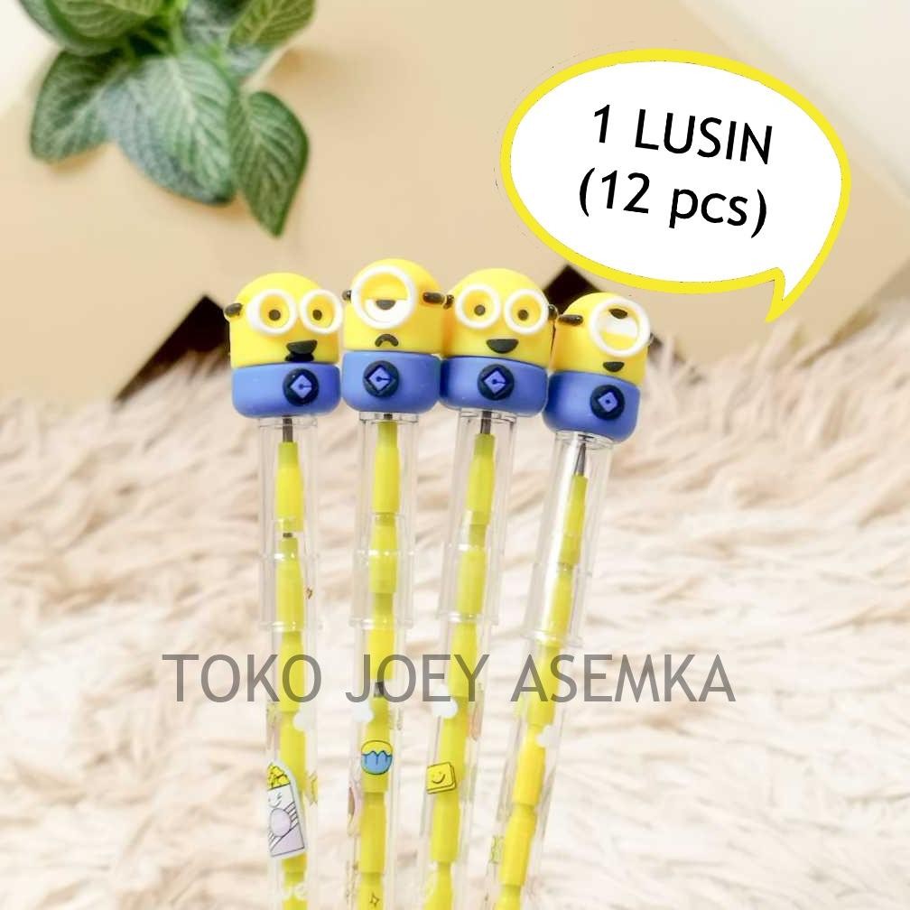 

RB (12 PCS) PENSIL SUSUN MINION BENSIA LANTU DAPAT DIISI ULANG PENCIL PELURU