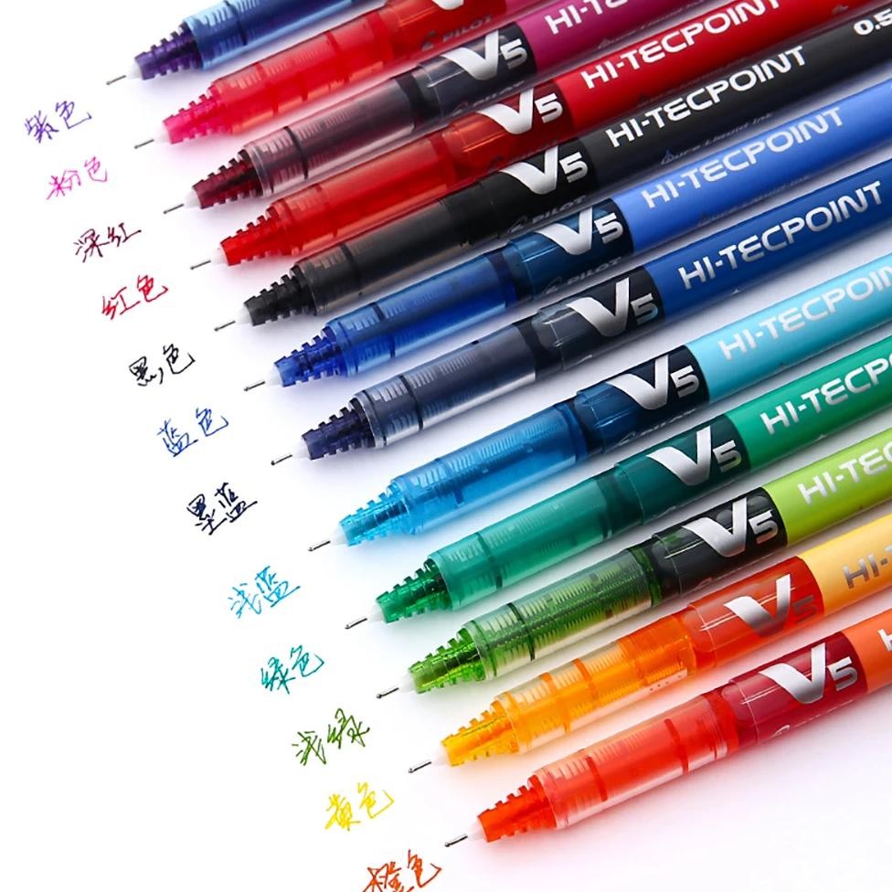 

12Japanese Pilot Bx-V5 Gel Pens Hi Tecpoint Straight Liquid Pen Large Capacity Quick-Drying Ink 0.5Mm Needle Point Stationery