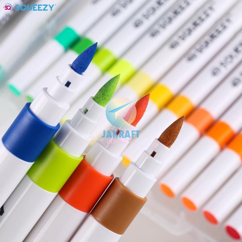 

RB (36 Pcs) Set Spidol Kuas Acrylic Brush Permanent Pen Marker 36 Warna SQUEEZY SA-SQ7736 Permanen Segala Permukaan Gelas Kertas Kaca Akrilik Lebih Pekat Opaque Tebal 2 mm