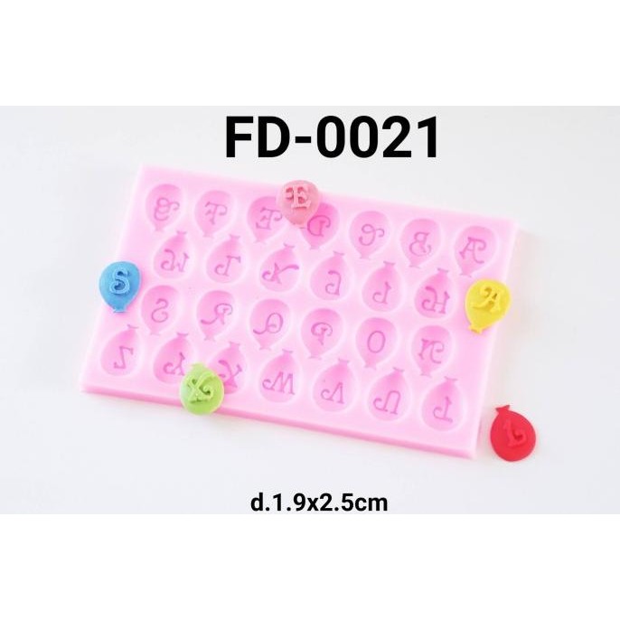 ~~~~~] FD-0021 Cetakan silikon cetakan coklat fondan balon huruf nama