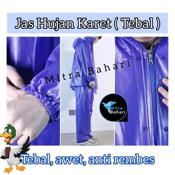 Jas Hujan Karet Tebal (Kancing Dan Seleting) | Jas Hujan Setelan Baju Dan Celana | Jas Hujan Motor |