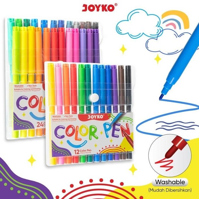 

''Terlaris" Color Brush Pen Pena Kuas Warna Joyko Clp-60 Color/Spidol 12 Dan 24 Warna Joyko Murah