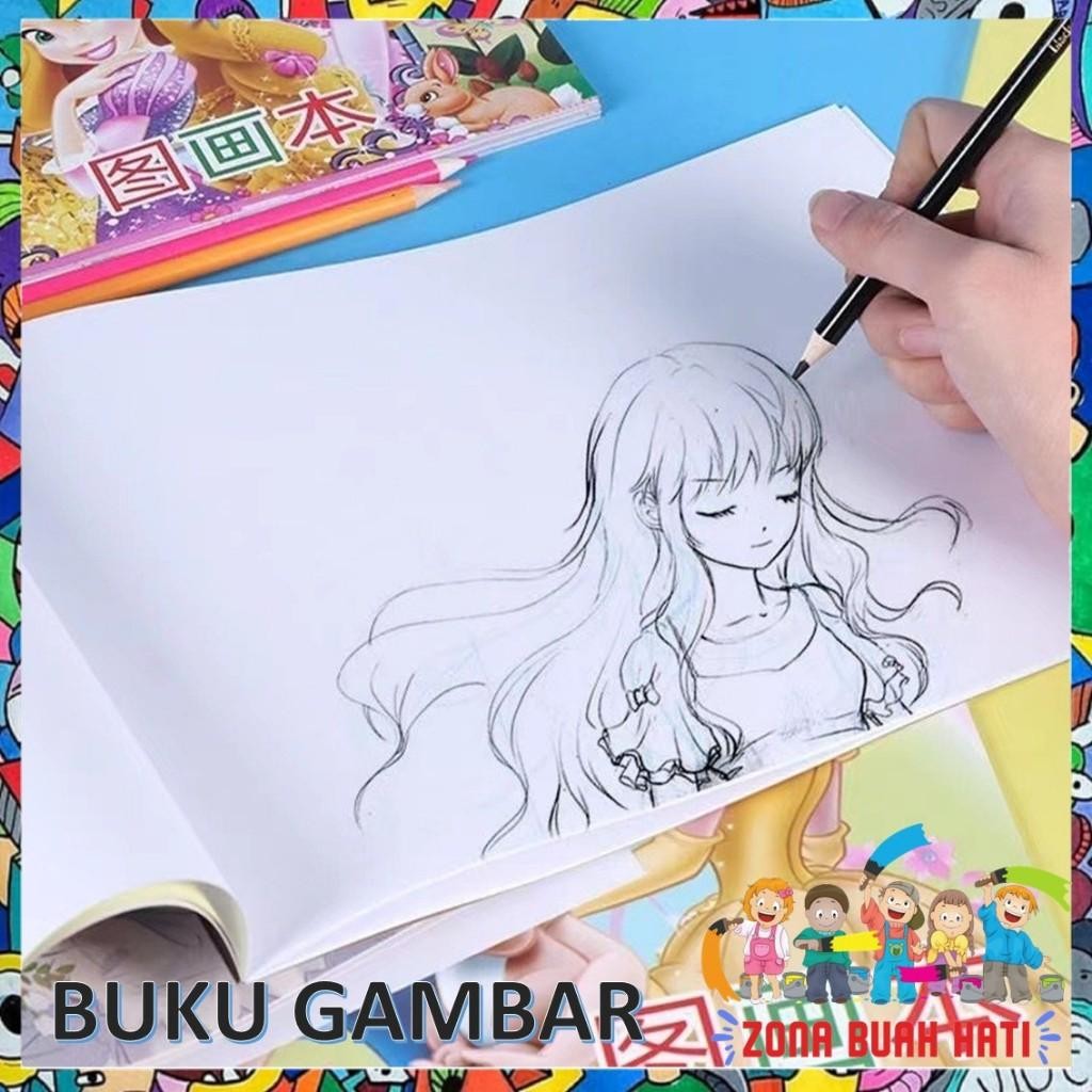 

Zbh Buku Gambar Karakter Isi 20 Lembar Drawing Book Anak B5 Tebal Tidak Tembus Kertas Gambar Mewarnai Robot Animasi Painting Book Princess