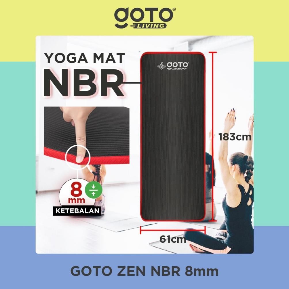 Goto Zen NBR Yoga Mat 8mm Matras Olahraga Poundfit Anti Slip Tebal