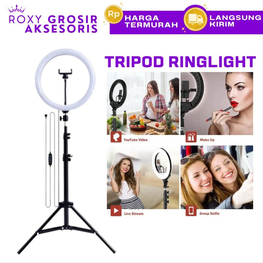Tripod Ringlight Paket Tripod Lampu Lengkap Tripod 2 Meter Ringlight 26cm Free Holder Miniball