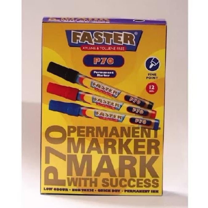 

( 1 PACK ) Spidol Permanent Marker Faster P70 ORIGINAL 1 PACK isi 12 BIJI