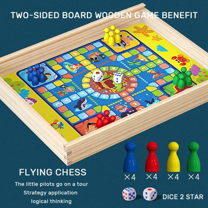 9In1 Wooden Board Game Chess Game Mainan Anak Edukasi Kayu Mainan Papan Education Toys
