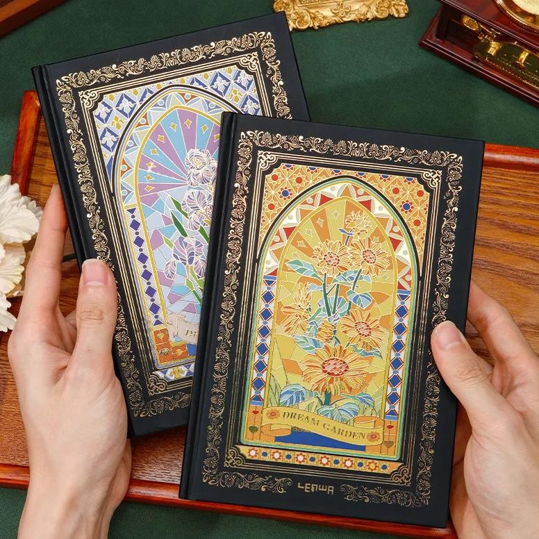 

2025 New A5 Notebook,Gilding Hardcover Cover 96 Sheets/Book,Horizontal Line Kraft Blank 3 Kinds Inner Pages,Office Student Diary