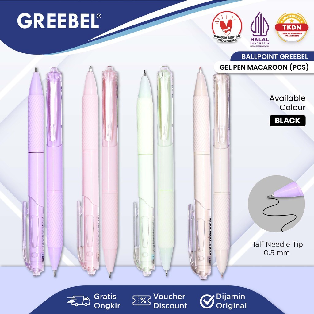 

GREEBEL Pulpen Gel / Gel Pen GP-512 Macaroon Hitam (1PCS) / Ballpen Gel Ballpoint Bolpen Bolpoin Pena Gel