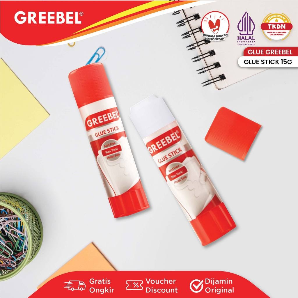 

GREEBEL Glue Stick / Lem Putar 15 Gram GS-1915 (PCS) Lem Kertas Stik / Lem Batang