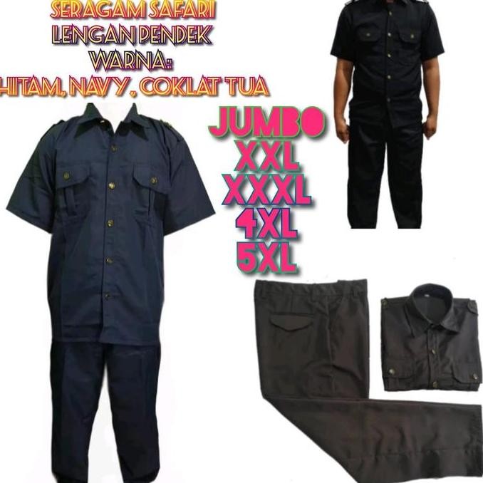 SETELAN SERAGAM SAFARI SATPAM SECURITY PRIA JUMBO BIG SIZE 3XL 4XL 5XL
