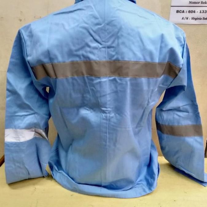 . Baju seragam kerja / Baju safety proyek warna biru telur asin