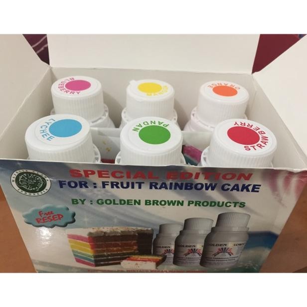 

Golden Brown Pasta Rainbow Cake Pewarna Isi 6 Macam Warna Pelangi