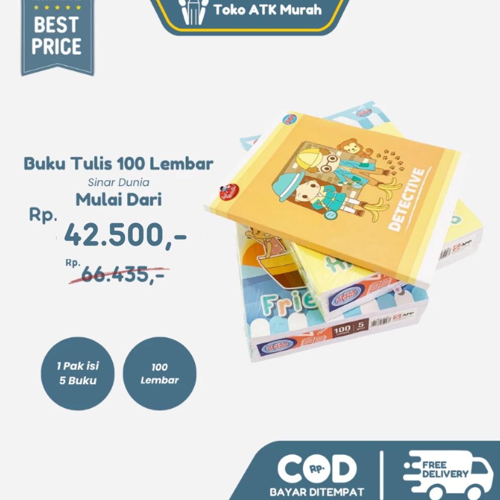 

READY STOCK Buku Tulis SIDU Sinar Dunia 100 Lembar 1 Pak isi 5 - Buku Sekolah