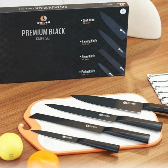 Promo | Swiden Knife Set Free Sharpener Pisau Dapur Set Original Tigaraksa