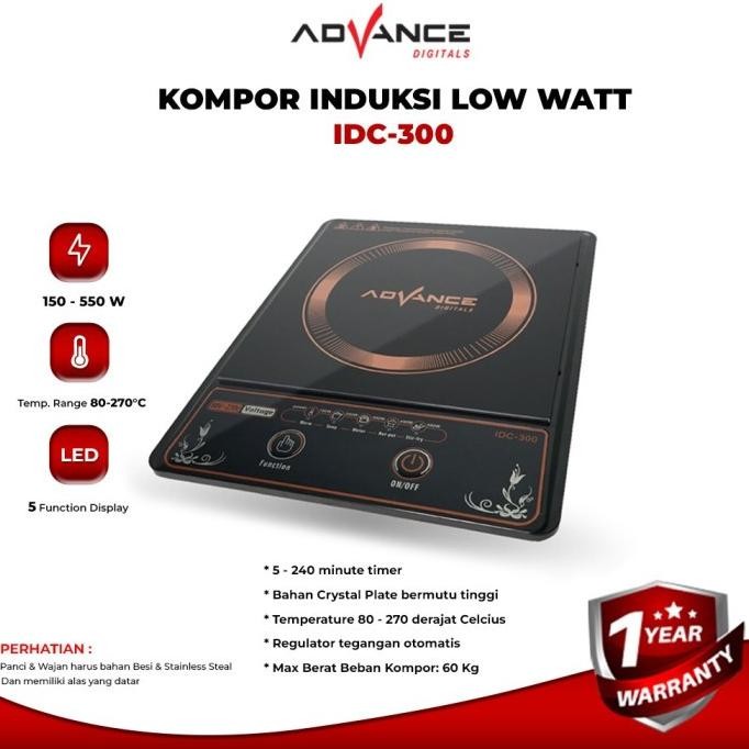 Advance IDC300 Kompor Listrik Induksi Portable Low Watt 150-500watt