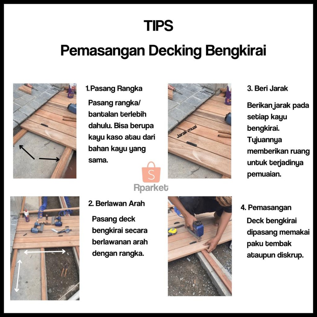 PAPAN DECKING KAYU BENGKIRAI BATANGAN