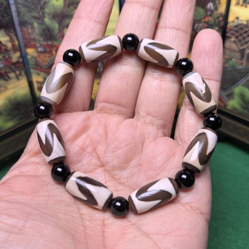 Manik-manik Tibet gelang gigi harimau gelang pola umur panjang kulit kura-kura