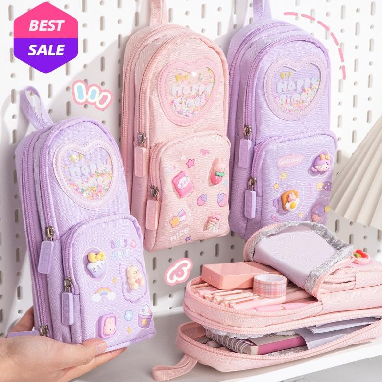 

3D Anak Tempat Pensil Kotak Pensil Anak Sekolah Pencil Case Hiasan Glitter Karakter Tas Lucu Perempuan