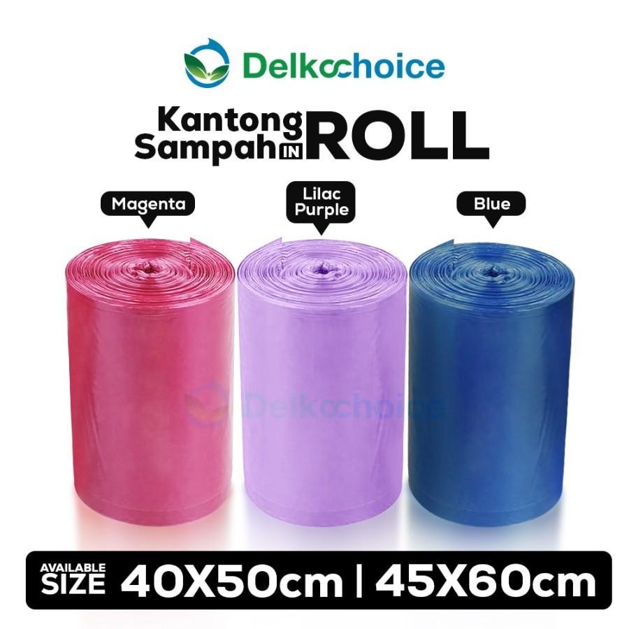 Kantong Plastik Sampah Biru Roll Trash Bag Jumbo Delkochoice 45X60Cm