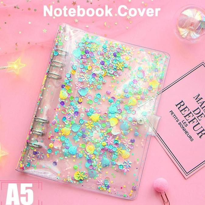 

HOT SALE Binder Sequin A5 Sequins PVC Cover Loose Leaf File Organizer A5R6