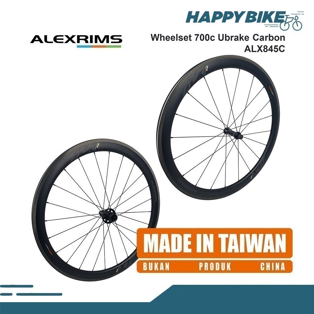HAPPY BIKE WHEELSET SEPEDA ROADBIKE 700C  ALEXRIM ALX845C Carbon U-Brake