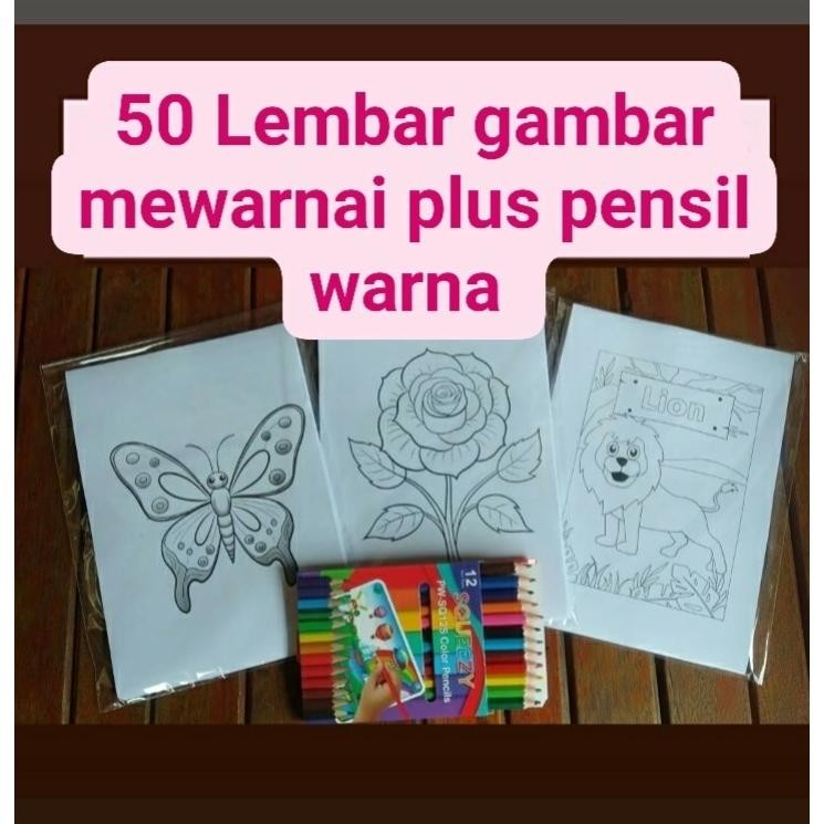 

Termurah 50 Lembar Mewarnai Plus Pensil Warna/Crayon/Spidol