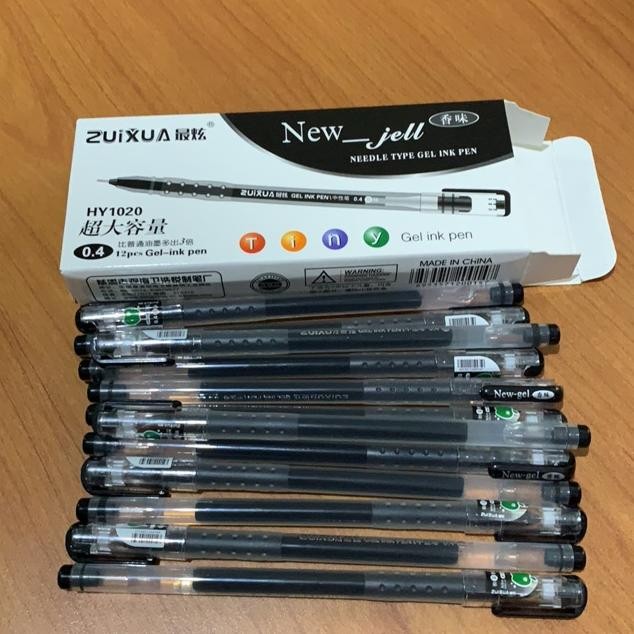 

Mudah Perawatan (12Pcs) Bolpen New Jell Hitam Biru Merah / Gel Ink Pen Zuixua Apple