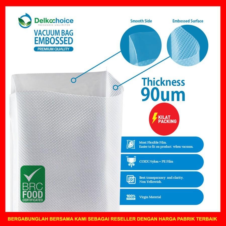 Plastik Vacuum / Vacum Bag Embossed / Plastik Vakum Makanan Embos - Delkochoice 15X30
