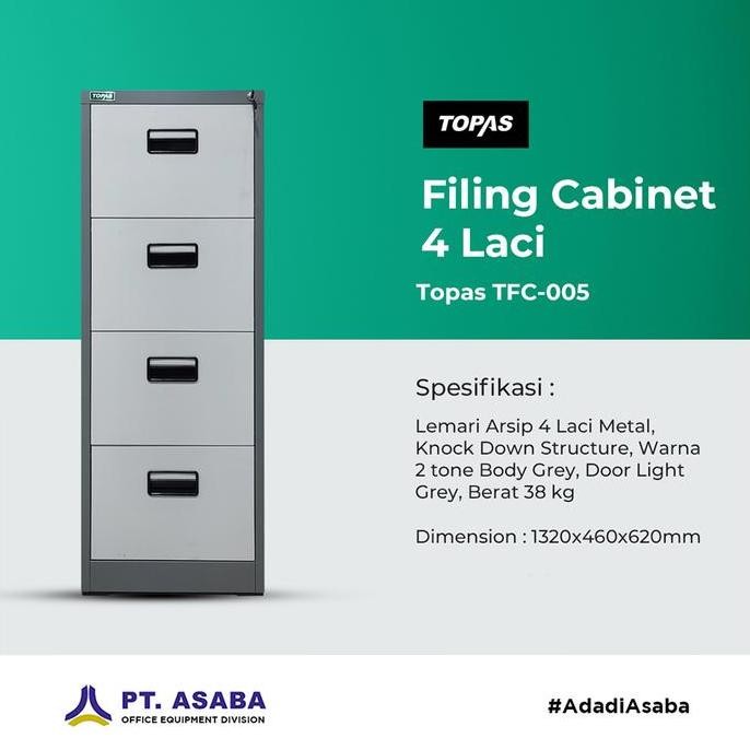 

TERMURAH TOPAS TFC 005 Filling Cabinet Besi 4 Susun Laci Drawer | Kabinet Laci Dokumen Arsip Kantor Office