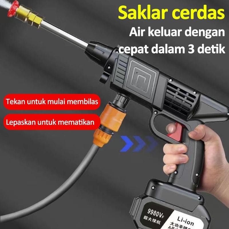 Bisa Cuci 50 Mobil Baipuxi Mesin Cuci Motor 24V 100Bar Tekanan Air 400 Kati 58000Mah*2 2 Baterai Bat