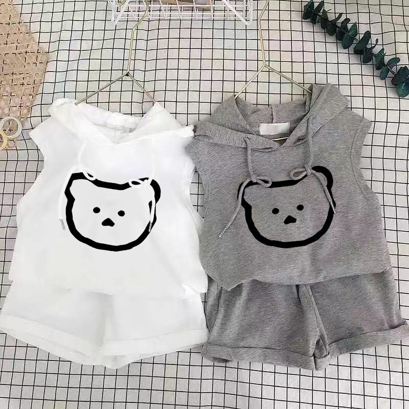 Korean Style Girls' Vest Hoodie Set