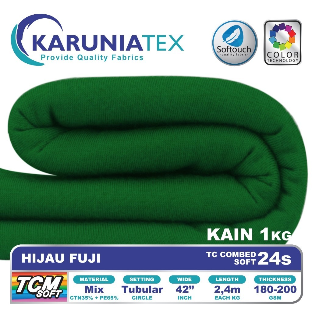 Kain Kaos TC Combet 24s Kiloan | Hijau Fuji | Karunia Textile