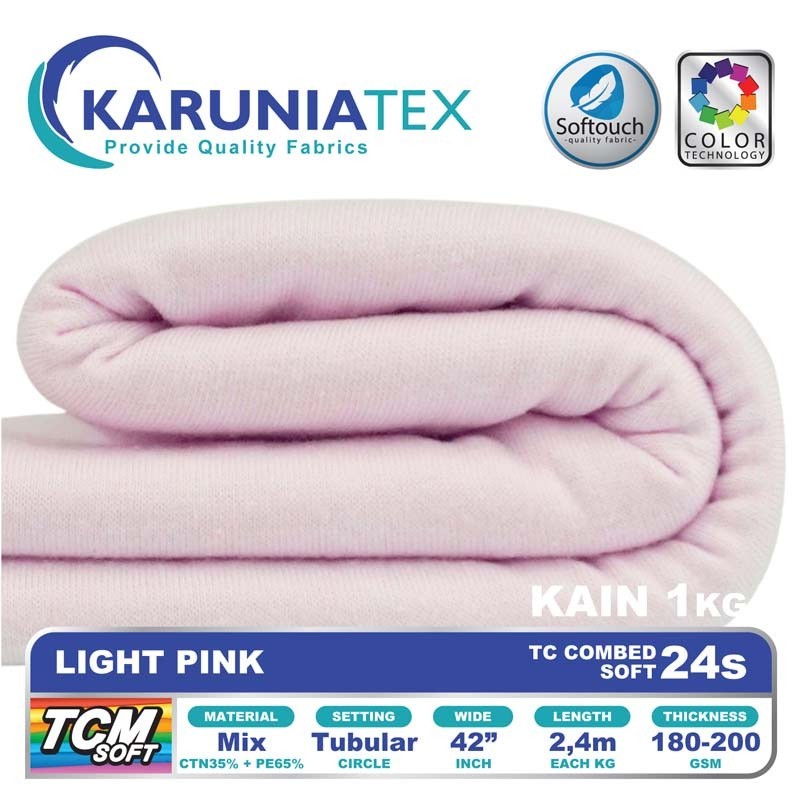 Kain Kaos TC Combet 24s Kiloan | Light Pink | Karunia Textile