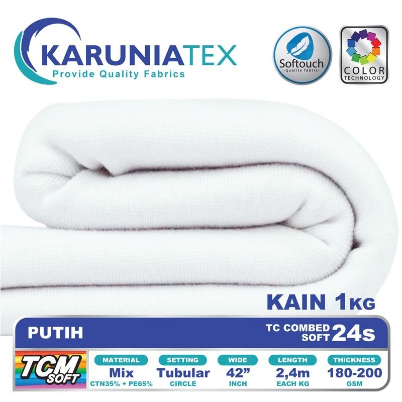 Kain Kaos TC Combet 24s Kiloan | Putih | Karunia Textile