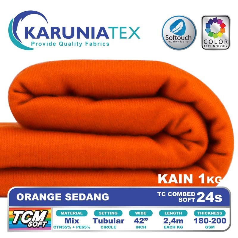 Kain Kaos TC Combet 24s Kiloan | Orange Sedang | Karunia Textile