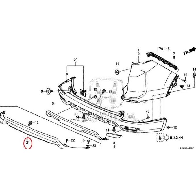 Garnish Bumper Belakang Bawah Honda Brv 2018 Original Top Quality Produck