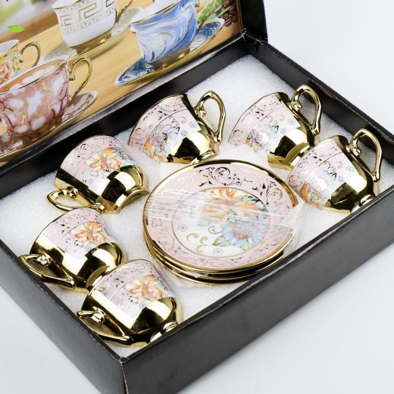 Cangkir Teko Keramik Piring Lepek Tatakan Kecil Mini Set 6 In 1 Tea Cup Teh Kopi Minum Dapur Hampers