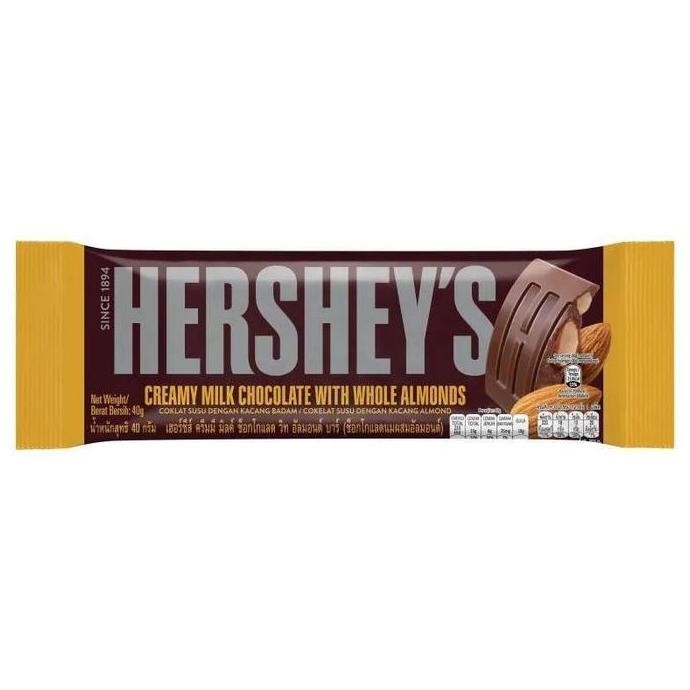 

@#@#@#] Hershey's Milk Chocolate with Whole Almond - Snack Coklat 40GR Cokelat
