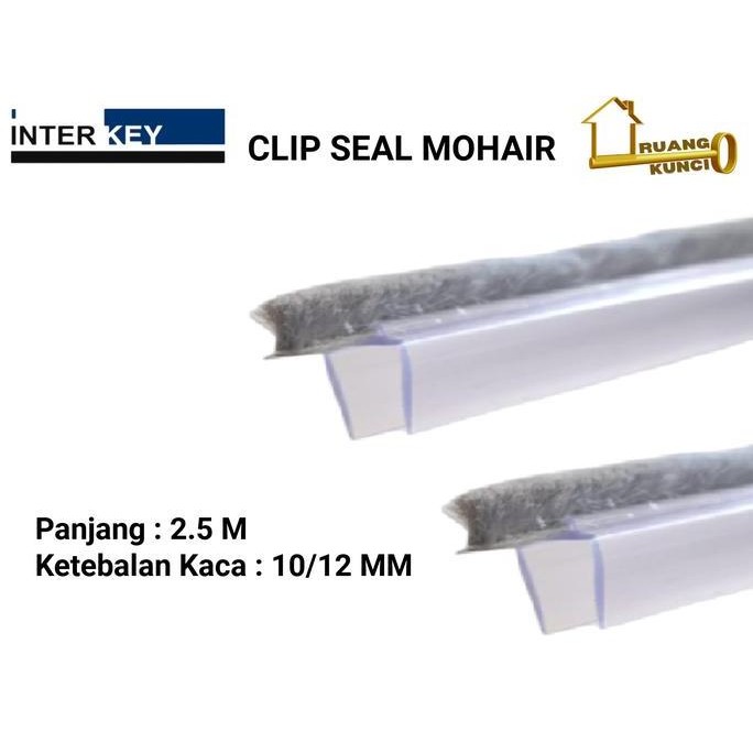 Clip Seal Pintu Kaca Mohair Bulu Klip Seal Mohair Ukuran 10/12mm 250cm