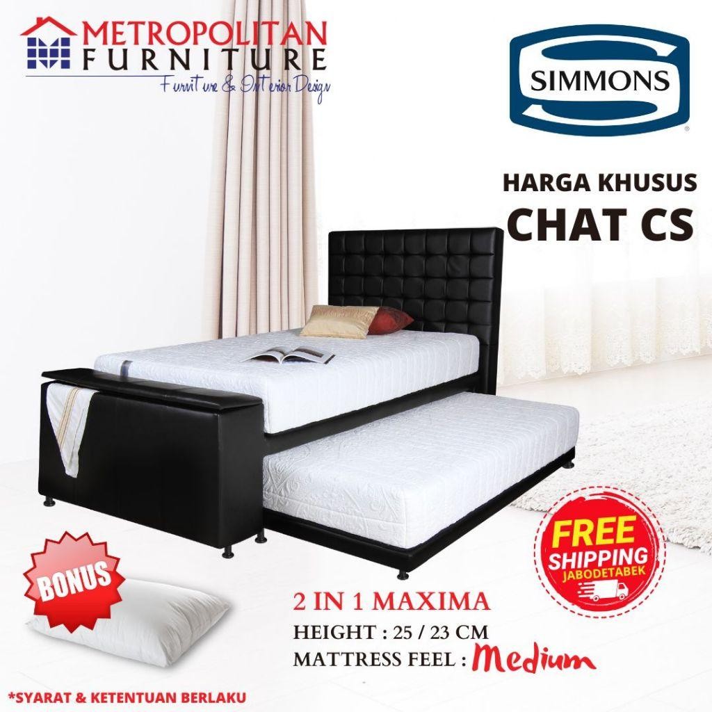 Springbed Simmons 2In1 Maxima Full Set Kasur Spring Bed Sorong / Ranjang Anak / Tempat Tidur